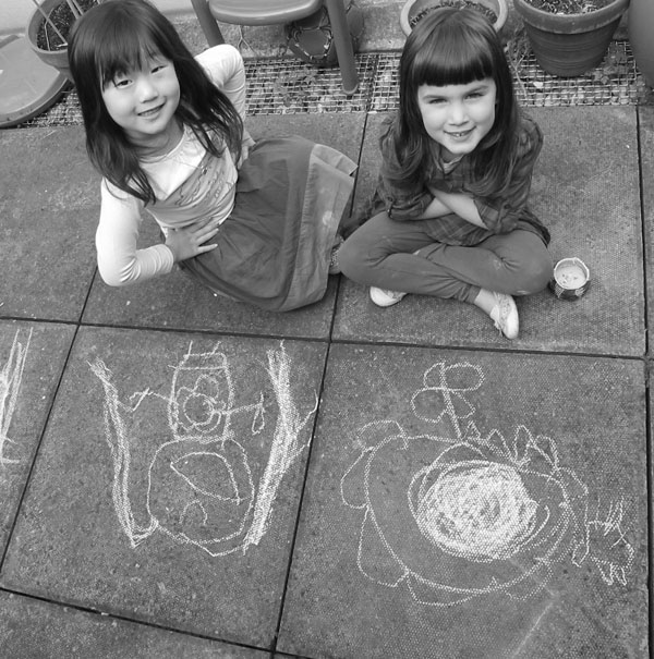 playing with chalk