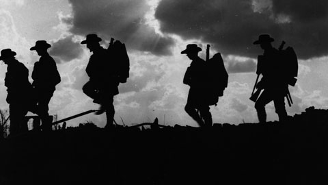 soldiers in silhouette