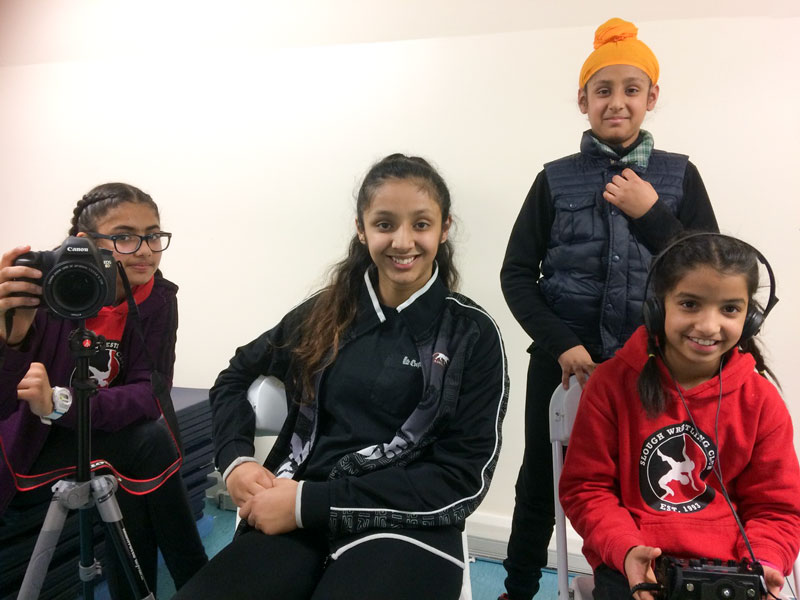 children with equipment